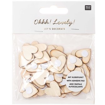 Ohhh! Lovely! houten sticker hart 48 stuks. naturel