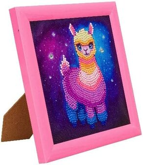 Crystal Art kit Kinder Frame Rainbow Lama Partial 16 x 16 cm.