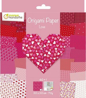 Origami papier LOVE, 60 vel 70g 20 x 20 cm - met motief 