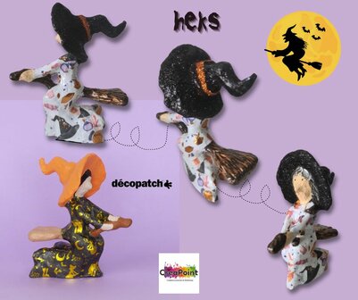 Decopatch Heks op bezem 10x5x12 cm.