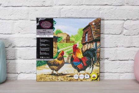  diamond painting Crystal Art kit Farmyard Chickens (partial) 30 x 30 cm