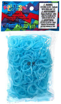 Rainbow Loom Glow in the Dark Blue 600 stuks