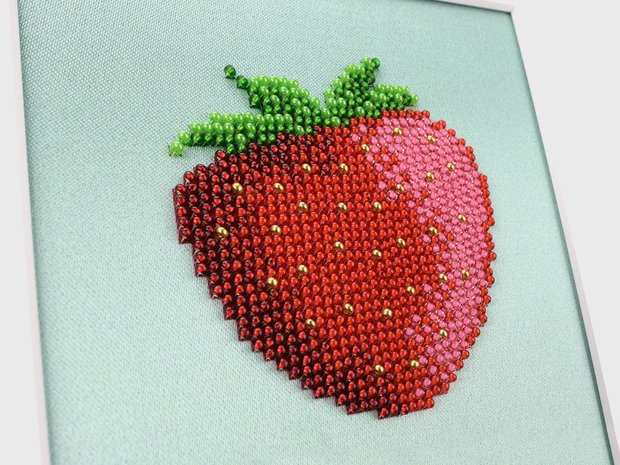 kust niveau Opeenvolgend Miniart Crafts Strawberry 12 x 12 cm borduren met kralen - CreaPoint