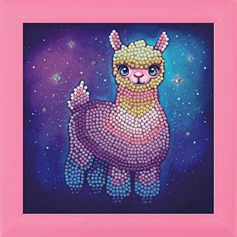 Crystal Art kit Kinder Frame Rainbow Lama Partial 16 x 16 cm.