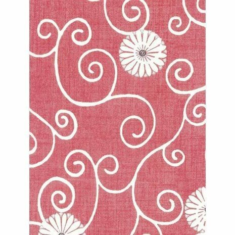 Decopatch papier rood decoratieve bloemenprint