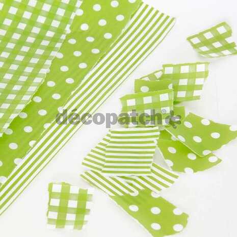 Decopatch papier groen strepen, stippen en blokjes 