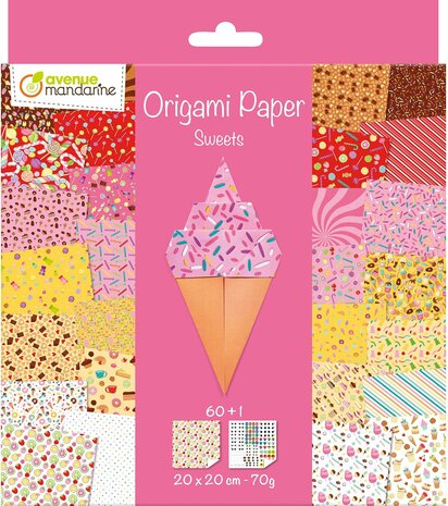 Origami papier SWEETS, 60 vel 70g 20 x 20 cm - met motief 