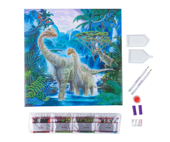  diamond painting Crystal Art kit Jurassic Jungle (partial) 30 x 30 cm 