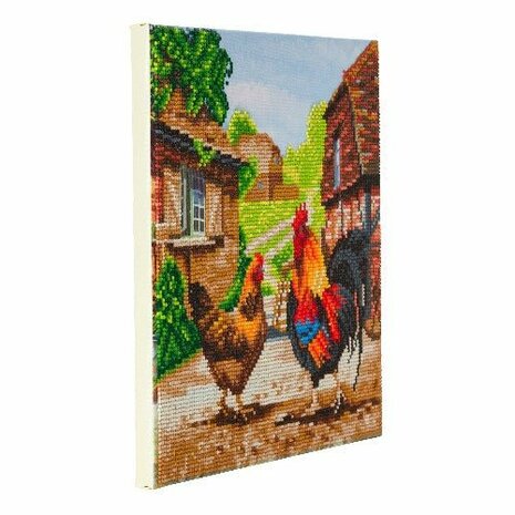  diamond painting Crystal Art kit Farmyard Chickens (partial) 30 x 30 cm