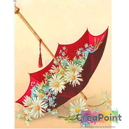 Full 5D Diamond Painting Parasol met bloemen 40 x 50 cm