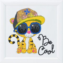 Crystal Art kit Kinder Frame Cool Tiger Partial 16 x 16 cm. OP=OP