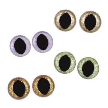 OPRY GLITTER KATTENOGEN 48 STUKS TWEEKLEURIG 12-18MM IN OPBERGDOOS