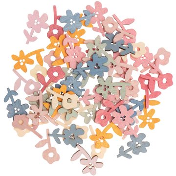 Ohhh! Lovely! houten strooigoed bloemen multicolour 48 stuks.