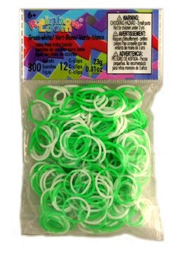 Rainbow Loom 2 Colours Green White 300 stuks