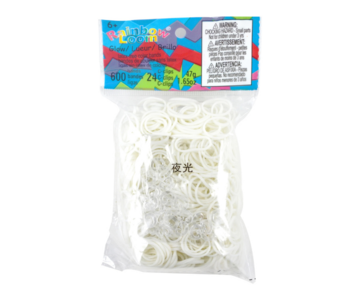 Rainbow Loom Wit -Glow in the Dark 600 stuks